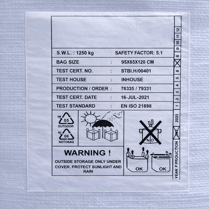 5x Big Bags 95 x 65 x 120 cm (L x T x H) - mit Aufdruck - sehr stabil - 1.250 kg SWL