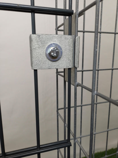 Clamp with fence holder 5 x 10 cm, for double rod mat, galvanized 