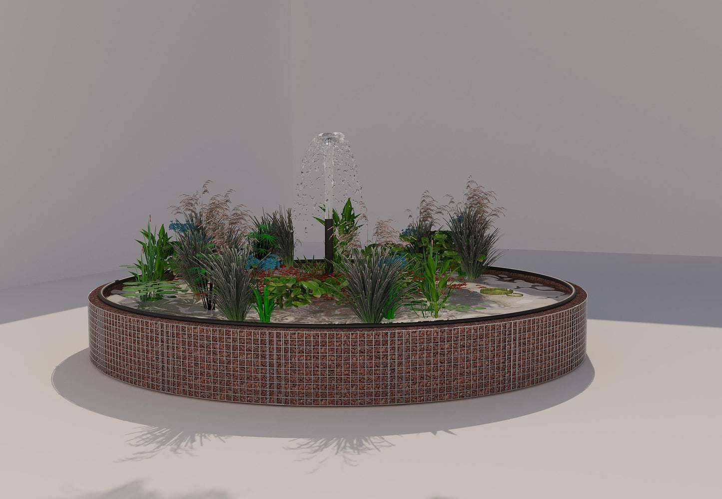 Tanque elevado de gabiões, redondo, diâmetro exterior 442 cm, altura 50 cm, dimensão da malha 5 x 5 cm, espessura da parede 15 cm