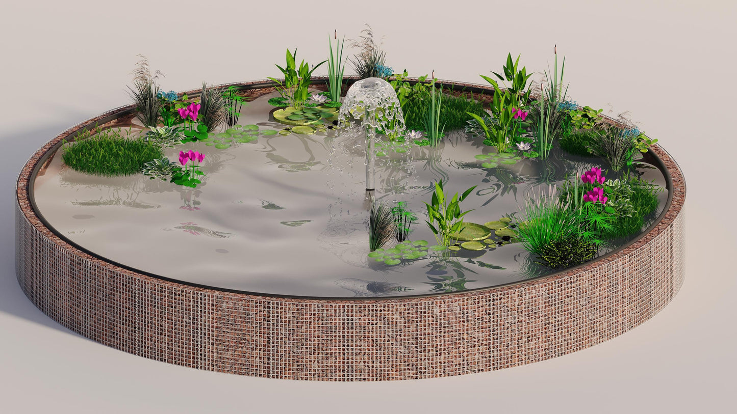 Gabion-dam, rund, ydre diameter 322 cm, højde 80 cm, maskestørrelse 5 x 5 cm, vægtykkelse 15 cm