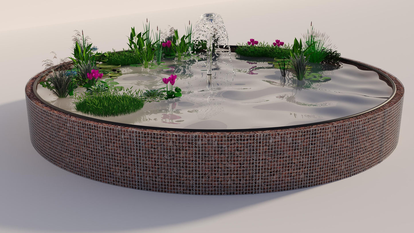 Gabion-dam, rund, ydre diameter 322 cm, højde 80 cm, maskestørrelse 5 x 5 cm, vægtykkelse 15 cm