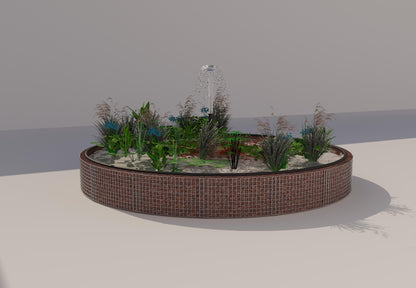 Tanque elevado de gabiões, redondo, diâmetro exterior 442 cm, altura 50 cm, dimensão da malha 5 x 5 cm, espessura da parede 15 cm