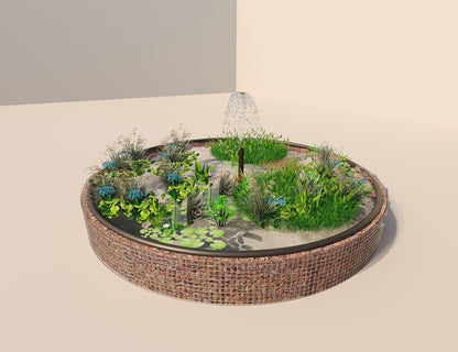 Tanque elevado de gabiões, redondo, diâmetro exterior 472 cm, altura 50 cm, dimensão da malha 5 x 5 cm, espessura da parede 15 cm