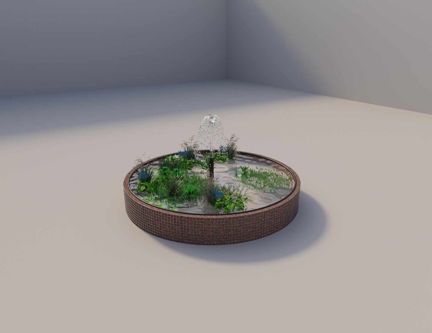 Tanque elevado de gabiões, redondo, diâmetro exterior 352 cm, altura 50 cm, dimensão da malha 5 x 5 cm, espessura da parede 15 cm