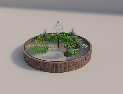 Tanque elevado de gabiões, redondo, diâmetro exterior 352 cm, altura 50 cm, dimensão da malha 5 x 5 cm, espessura da parede 15 cm