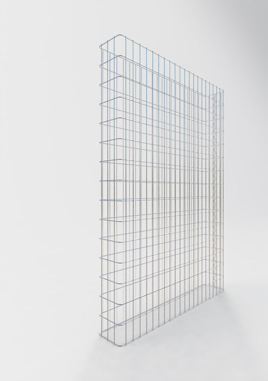 Comprimento da cerca de gabião 107 cm, altura 200 cm, profundidade 17 cm, tamanho da malha 5 x 10 cm