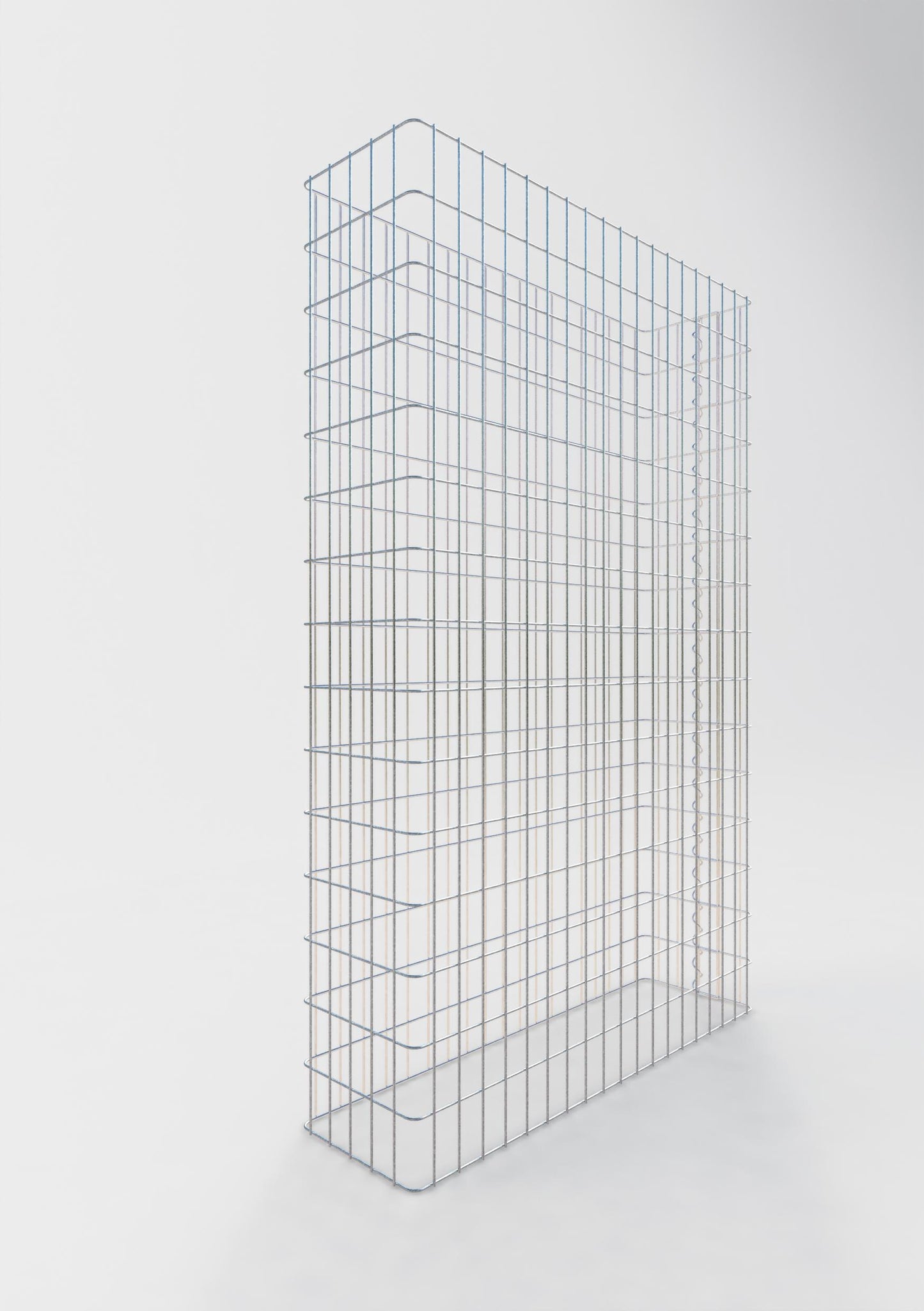 Comprimento da cerca de gabião 97 cm, altura 200 cm, profundidade 27 cm, tamanho da malha 5 x 10 cm