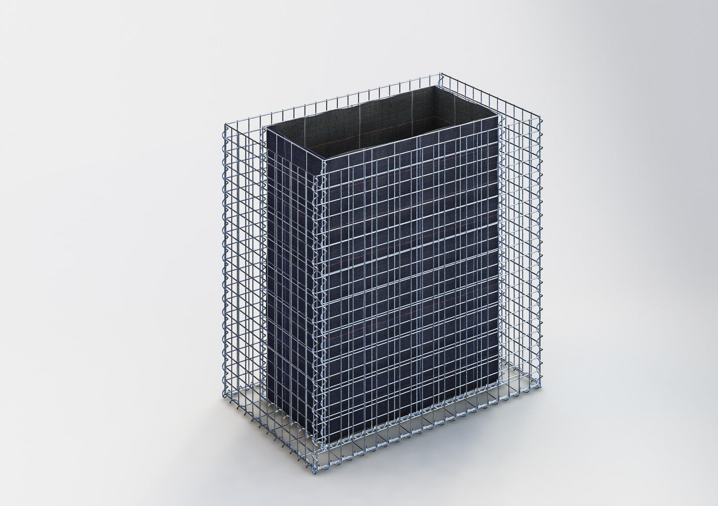 Lecho elevado rectangular 100 cm x 100 cm x 60 cm (largo x alto x fondo), malla 5 x 5 cm, espesor de pared 10 cm