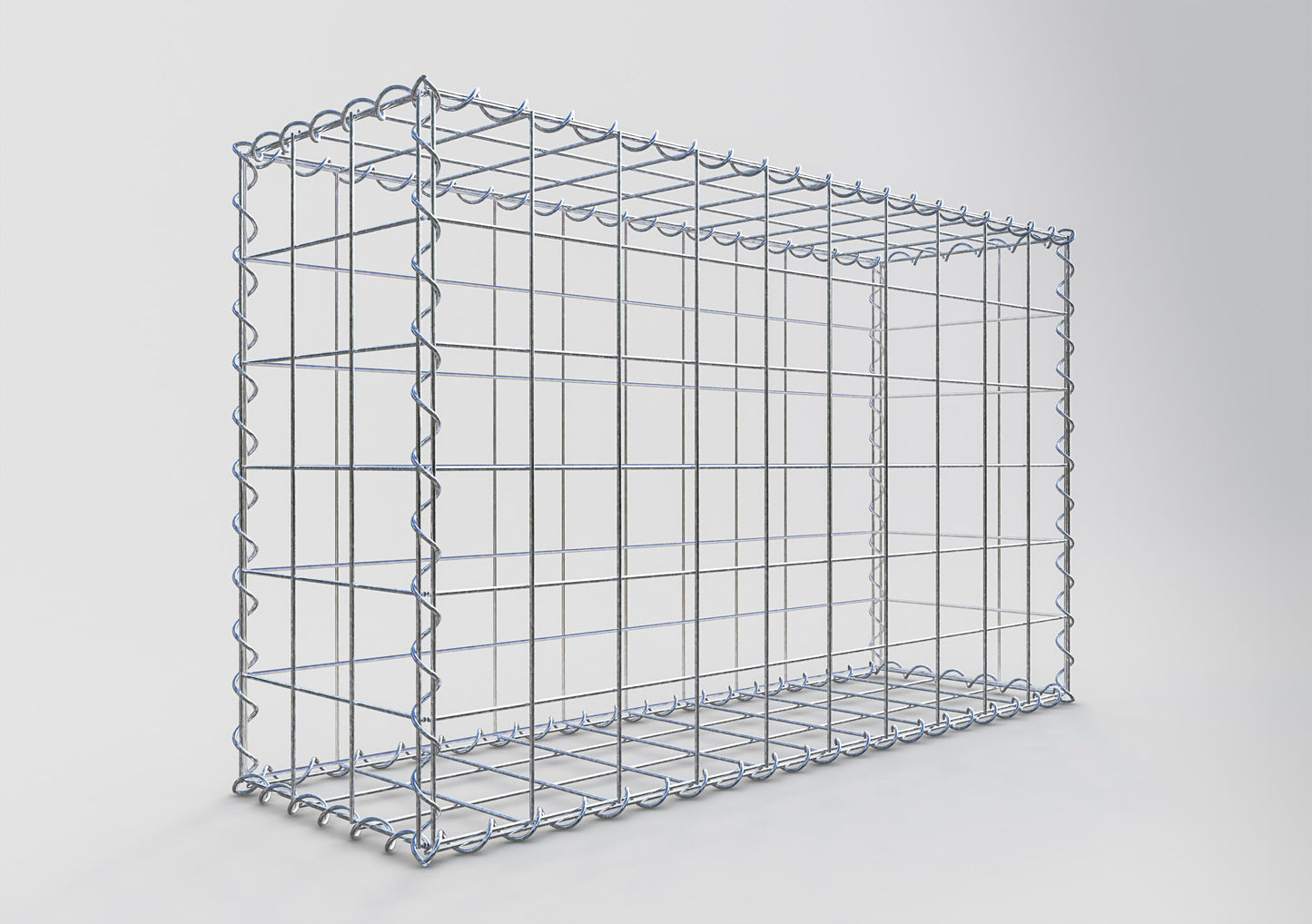 Gabião 100 cm x 60 cm x 30 cm (C x A x P), malhagem 10 cm x 10 cm, espiral