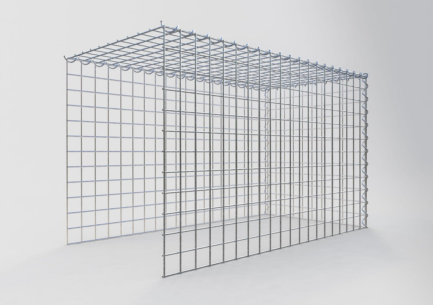 Opvokset gabion type 4 100 cm x 60 cm x 50 cm (L x H x D), maskestørrelse 5 cm x 5 cm, spiral