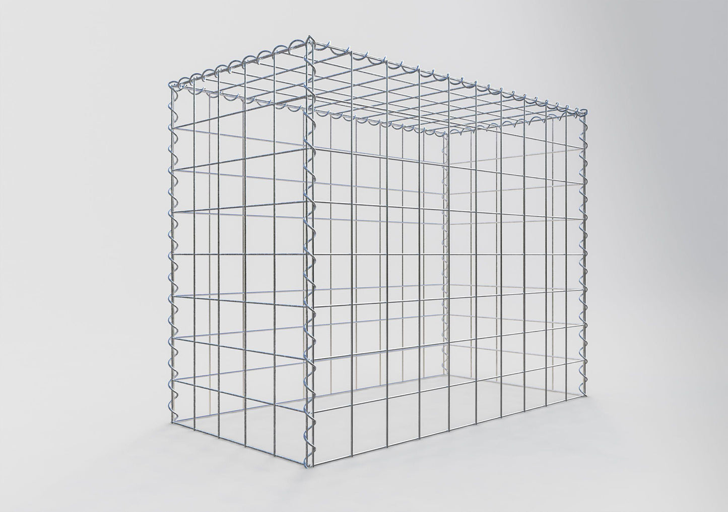 Gabião Tipo 3 100 cm x 80 cm x 50 cm (C x A x P), malhagem 10 cm x 10 cm, espiral