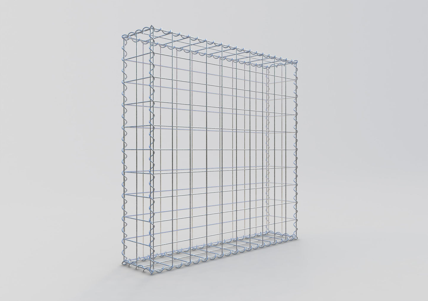 Gabion 100 cm x 100 cm x 20 cm (L x H x D), maskestørrelse 10 cm x 10 cm, spiral