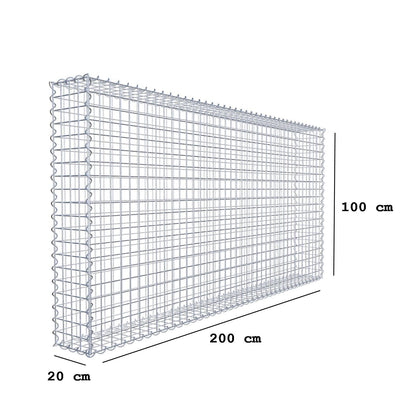 Gabion 200 cm x 100 cm x 20 cm (L x H x P), mailles 5 cm x 5 cm, spirale