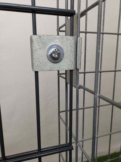 Klemme med hegnsholder 5 x 10 cm, til dobbelt stangmåtte, galvaniseret 
