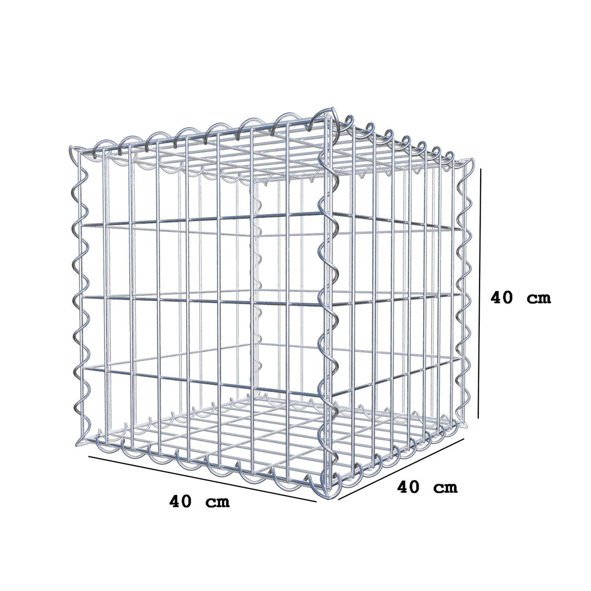 Gabion 40 cm x 40 cm x 40 cm (L x H x D), mesh size 5 cm x 10 cm, spiral