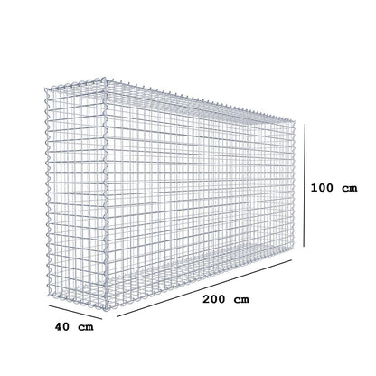 Gabião 200 cm x 100 cm x 40 cm (C x A x P), malhagem 5 cm x 5 cm, espiral