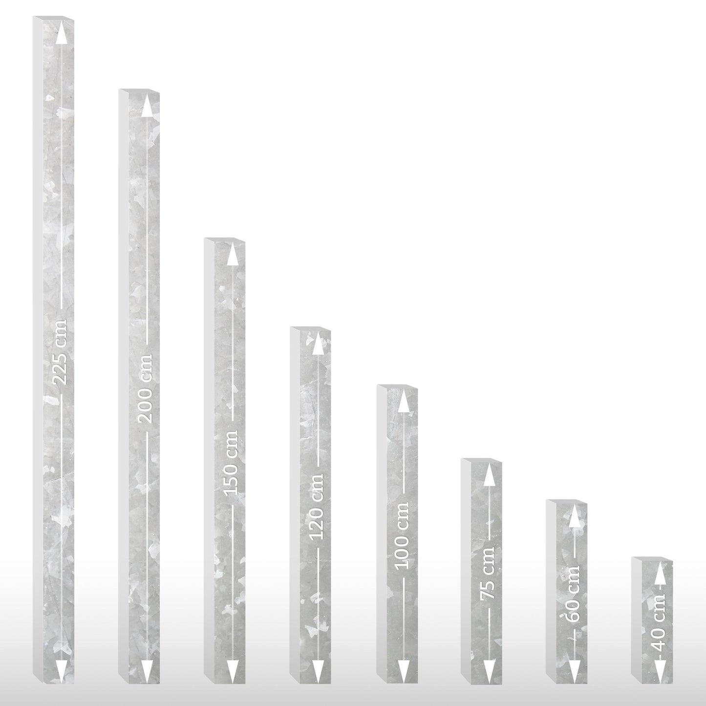 Post, 40 x 40 mm (for setting in concrete), Length: 130 cm