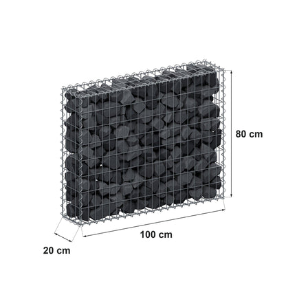 Gabione 100 cm x 80 cm x 20 cm (L x H x T), Maschenweite 5 cm x 10 cm, Spirale