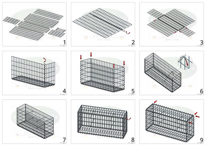 Gavión 100 cm x 30 cm x 30 cm (largo x alto x fondo), malla 5 cm x 10 cm, en espiral
