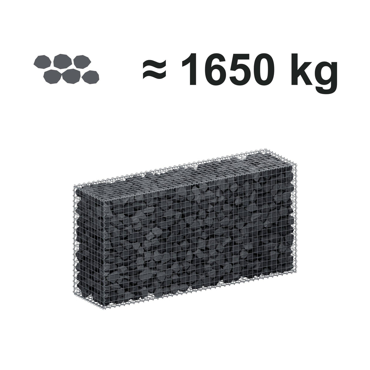 Gabion 200 cm x 100 cm x 50 cm (L x H x D), maskstorlek 5 cm x 5 cm, spiral
