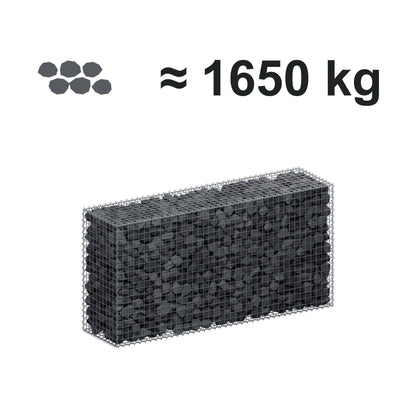 Gabion 200 cm x 100 cm x 50 cm (L x H x D), maskstorlek 5 cm x 5 cm, spiral