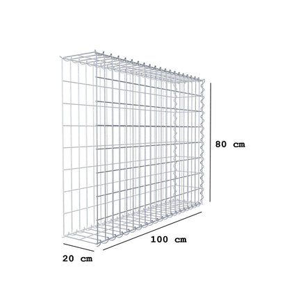 Opvokset gabion type 2 100 cm x 80 cm x 20 cm (L x H x D), maskestørrelse 5 cm x 10 cm, spiral
