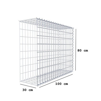 Opvokset gabion type 2 100 cm x 80 cm x 30 cm (L x H x D), maskestørrelse 5 cm x 10 cm, spiral