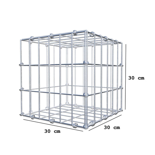 Gabião 30 cm x 30 cm x 30 cm (C x A x P), malhagem 5 x 10 cm, anel espiral