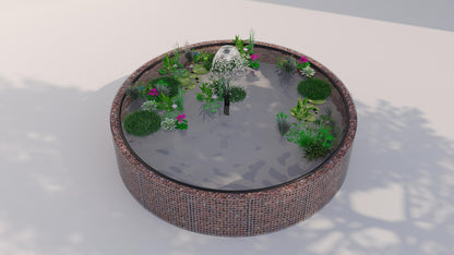 Gabion raised pond, round, outer diameter 202 cm, height 80 cm, mesh size 5 x 5 cm, wall thickness 15 cm