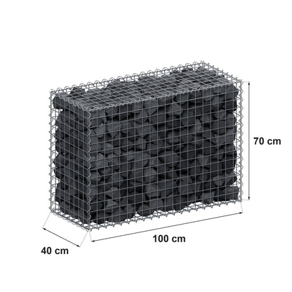 Gabion 100 cm x 70 cm x 40 cm (L x H x D), maskestørrelse 5 cm x 5 cm, spiral