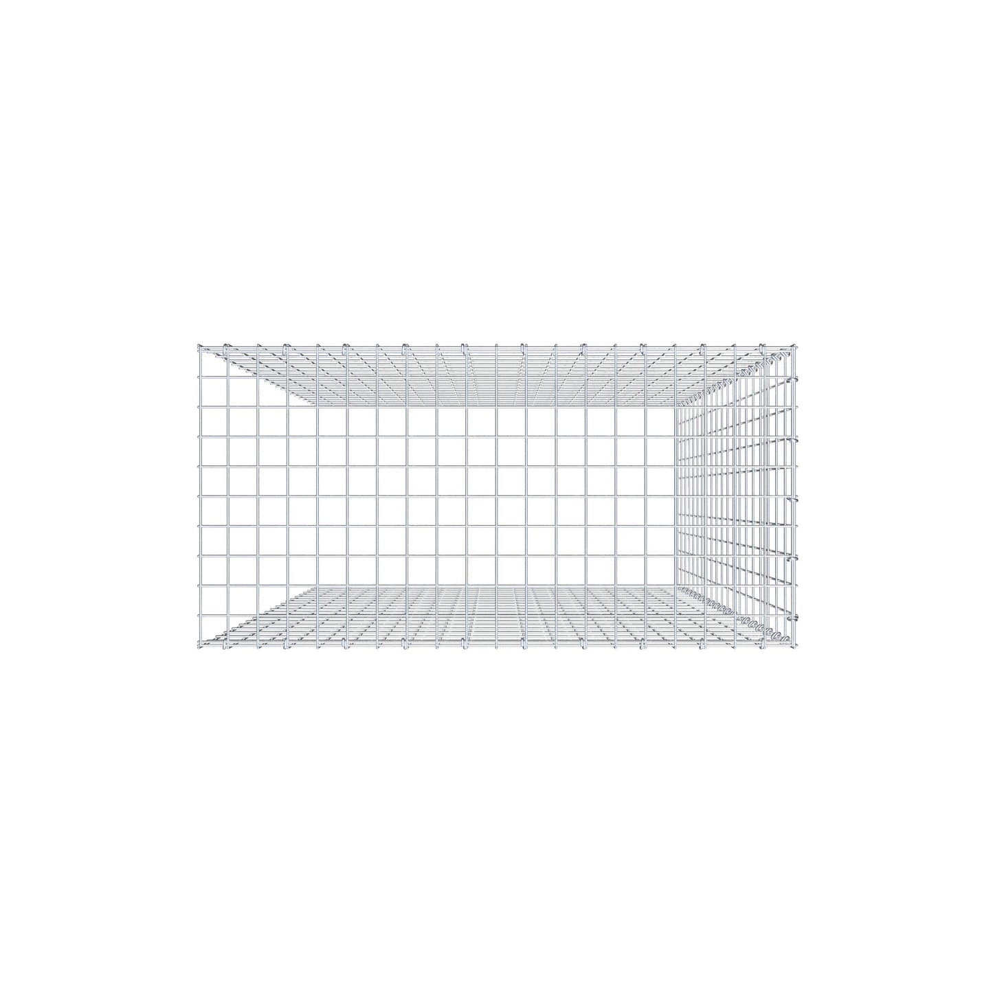 Opbouw schanskorf type 4 200 cm x 100 cm x 50 cm (L x H x D), maaswijdte 5 cm x 10 cm, C-ring