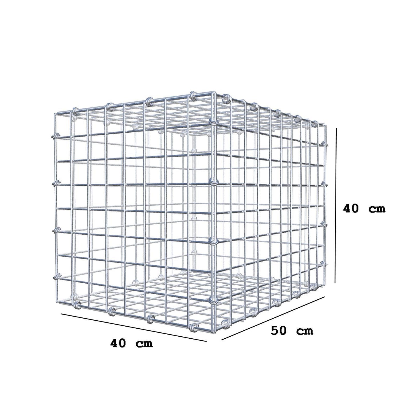 Gabbione 50 cm x 40 cm x 40 cm (L x H x P), maglia 5 x 5 cm, anello a spirale