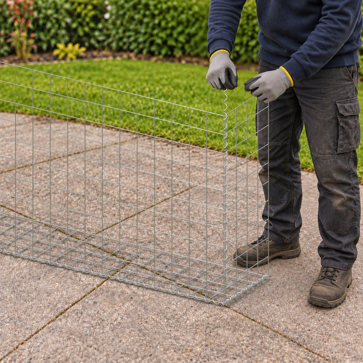 Gabion 200 cm x 100 cm x 40 cm (L x H x D), mesh size 10 cm x 10 cm, spiral