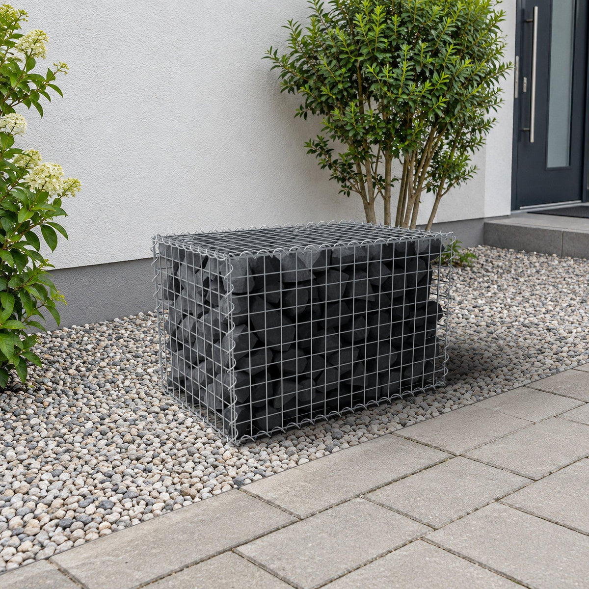 Gabião 80 cm x 50 cm x 50 cm (C x A x P), malhagem 5 cm x 5 cm, espiral