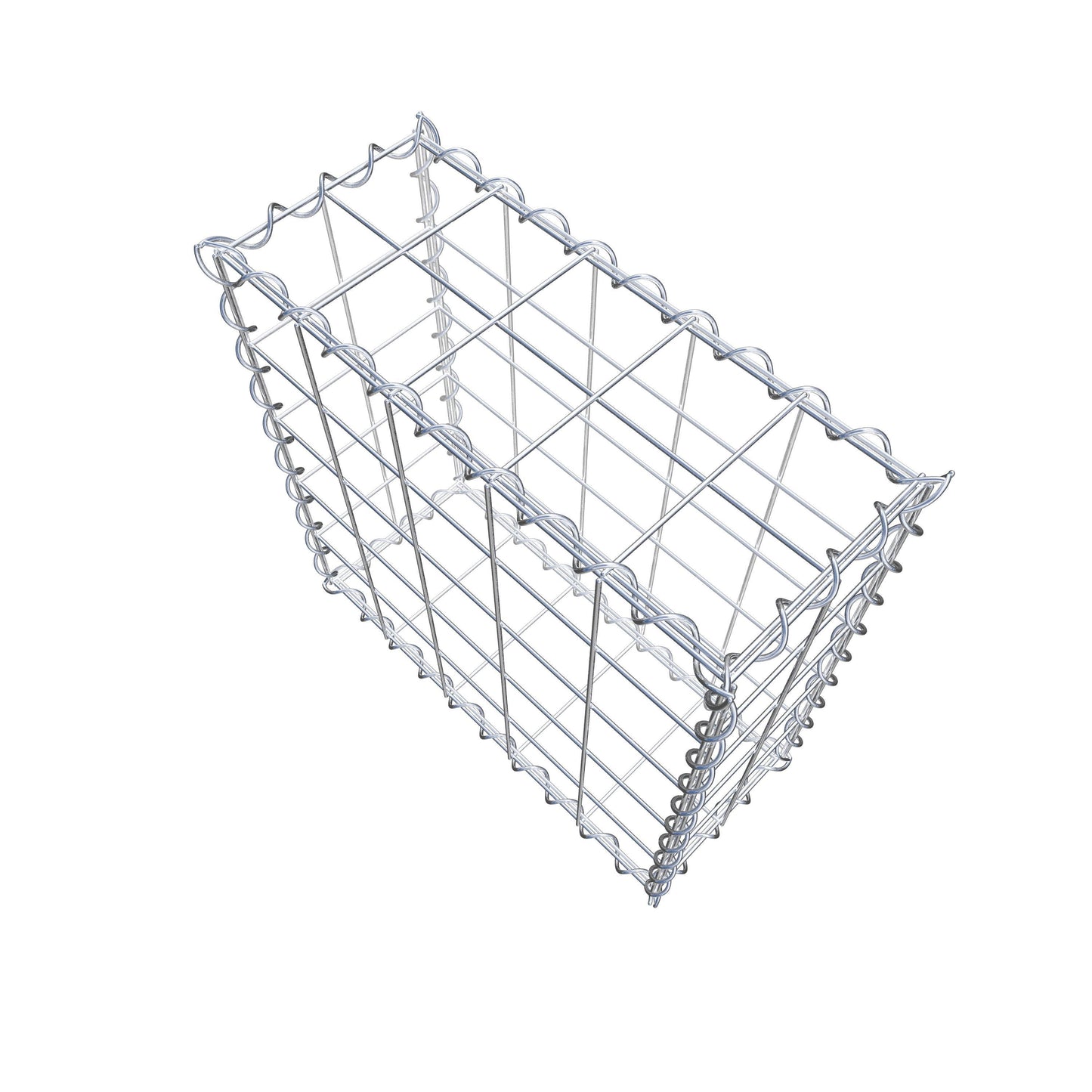 Schanskorf 50 cm x 50 cm x 20 cm (L x H x D), maaswijdte 10 cm x 10 cm, spiraalvormig