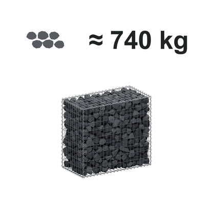 Gabion 100 cm x 90 cm x 50 cm (L x H x D), maskestørrelse 5 cm x 10 cm, spiral