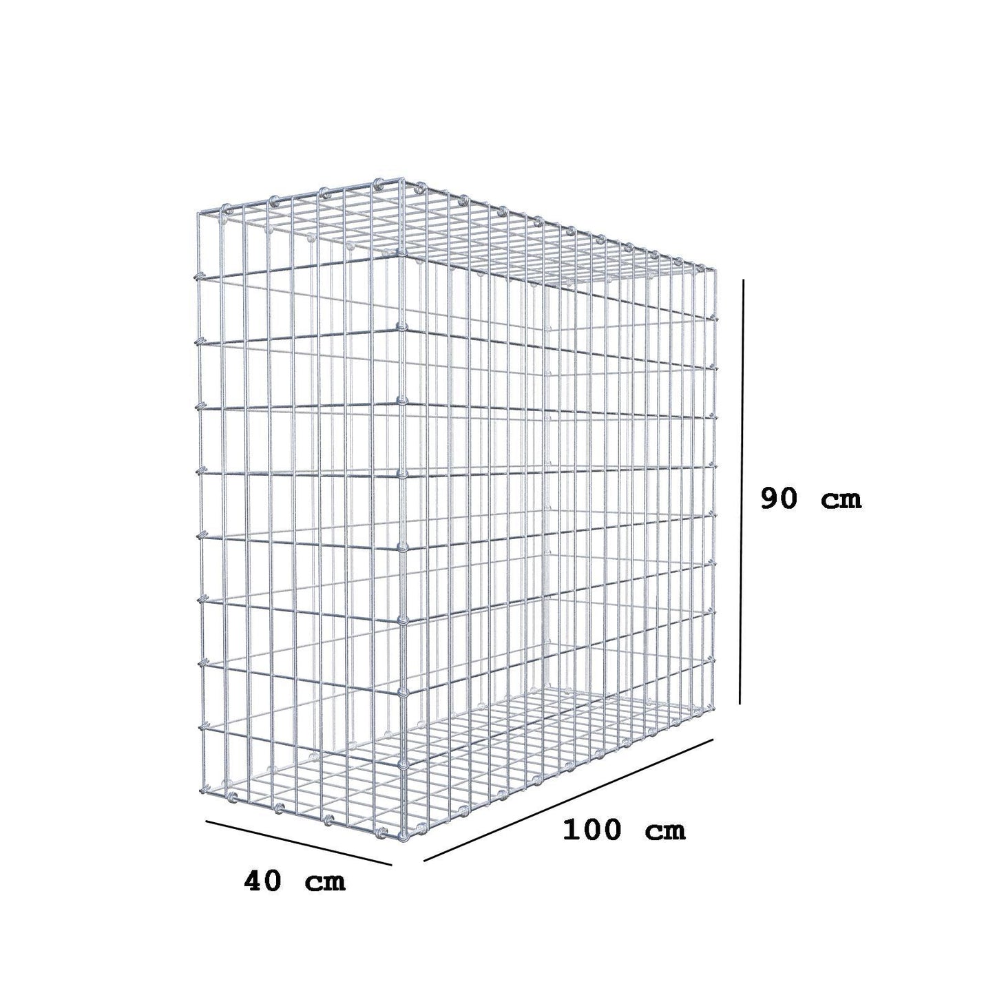 Gabbione 100 cm x 90 cm x 40 cm (L x H x P), maglia 5 x 10 cm, anello a spirale