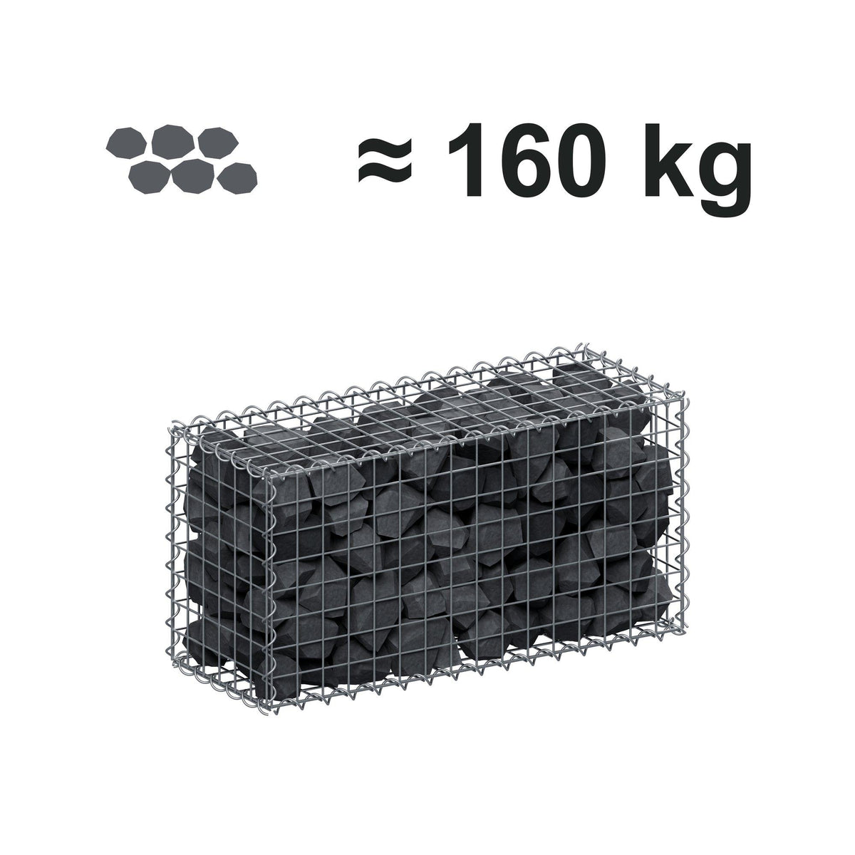 Gabion 80 cm x 40 cm x 30 cm (L x H x P), mailles 5 cm x 5 cm, spirale