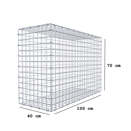 Gabion 100 cm x 70 cm x 40 cm (L x H x D), maskstorlek 5 x 5 cm, spiralring