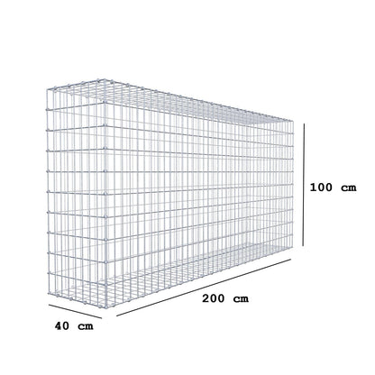 Gabione 200 cm x 100 cm x 40 cm (L x H x T), Maschenweite 5 x 10 cm, Spiralring