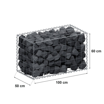 Gabion 100 cm x 60 cm x 50 cm (L x H x D), mesh size 10 cm x 10 cm, spiral
