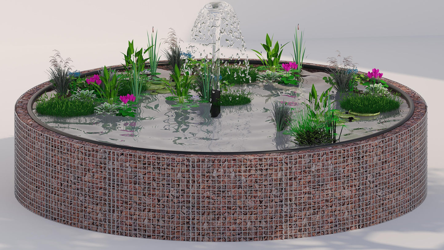 Gabion raised pond, round, outer diameter 202 cm, height 80 cm, mesh size 5 x 5 cm, wall thickness 15 cm