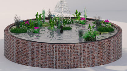 Gabion raised pond, round, outer diameter 202 cm, height 80 cm, mesh size 5 x 5 cm, wall thickness 15 cm