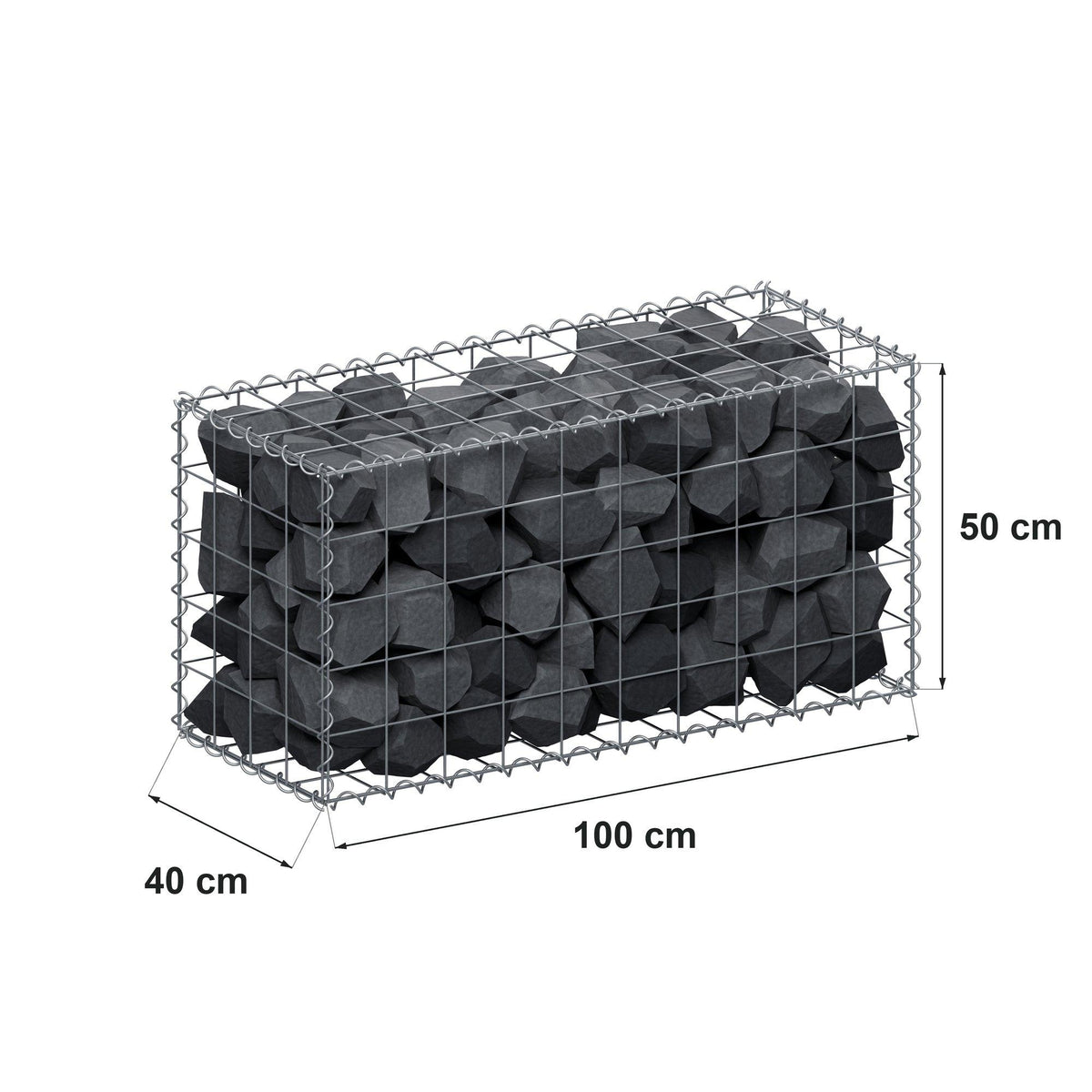 Gabion 100 cm x 50 cm x 40 cm (L x H x P), mailles 10 cm x 10 cm, spirale