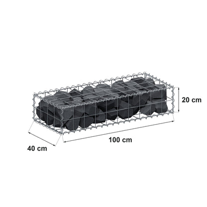 Gabion 100 cm x 20 cm x 40 cm (L x H x P), mailles 10 cm x 10 cm, spirale
