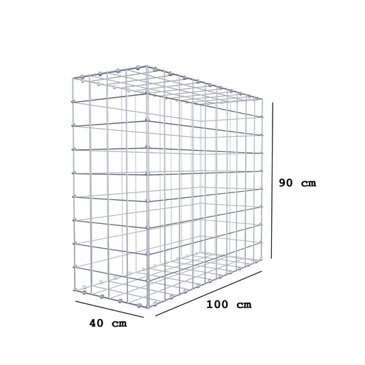 Gabione 100 cm x 90 cm x 40 cm (L x H x T), Maschenweite 10 x 10 cm, Spiralring