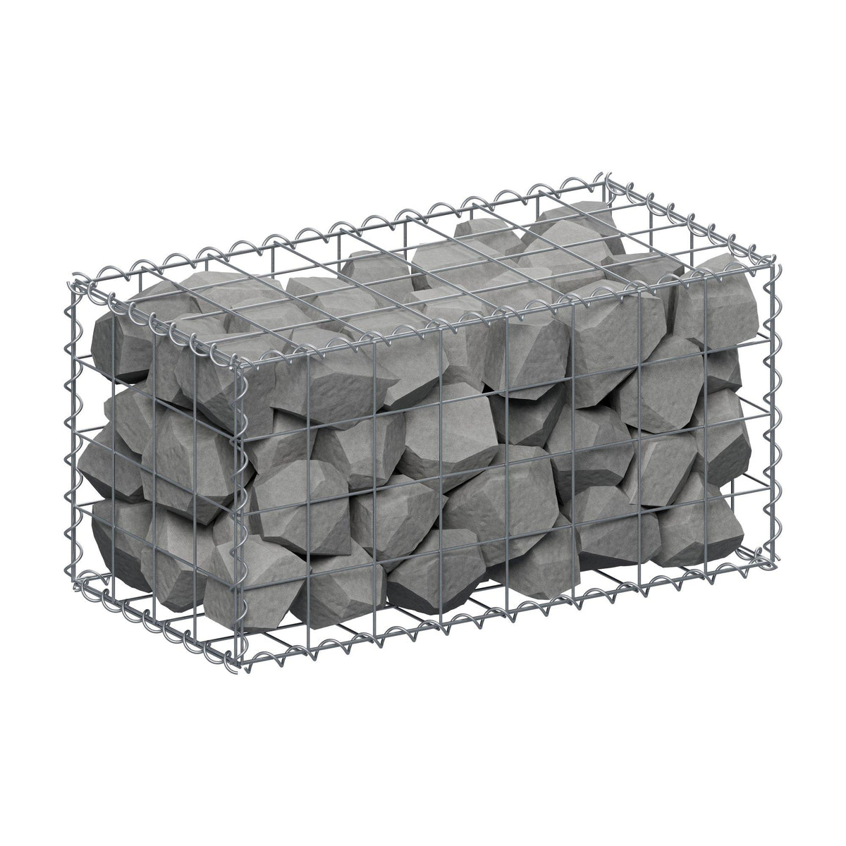 Schanskorf 80 cm x 40 cm x 40 cm (L x H x D), maaswijdte 10 cm x 10 cm, spiraalvormig