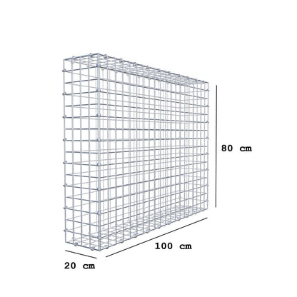 Gabione 100 cm x 80 cm x 20 cm (L x H x T), Maschenweite 5 x 5 cm, Spiralring