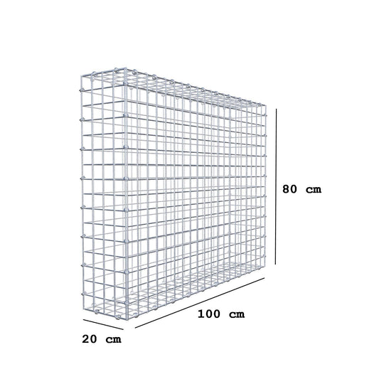 Gabião 100 cm x 80 cm x 20 cm (C x A x P), malhagem 5 x 5 cm, anel espiral