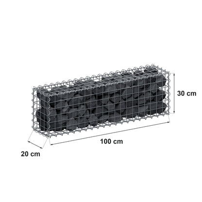 Gabion 100 cm x 30 cm x 20 cm (L x H x D), mesh size 5 cm x 5 cm, spiral